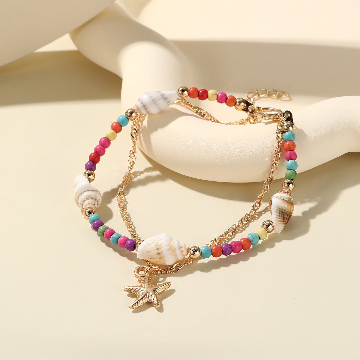 Wholesale Ocean Style Holiday Style Beach Series Beaded Shell Conch Starfish Bracelet